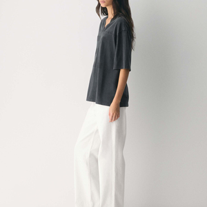 Camiseta Deportiva Negra, Holgada, Talla Grande, 100% Algodón Tejido, Transpirable, Manga Corta, Verano, Unisex, Lavado Ácido - Product Image 4