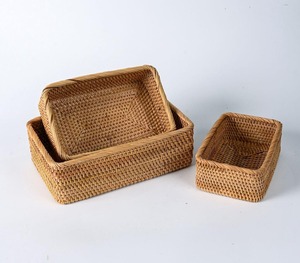 Bandeja de Servicio de Ratán de Lujo para Hotel, Redonda y Rectangular, Tejida a Mano, Organizador de Cosméticos, Juego de Cestas - Product Image 5