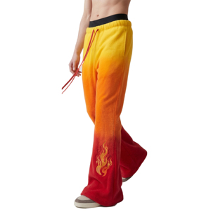 Men's Gradient Fleece Flare Pants With Flame Embroidery <b>Drawstring</b> Waist Flare Pants Casual Winter Flare <b>Trouser</b> Pajama Men - Product Image 1
