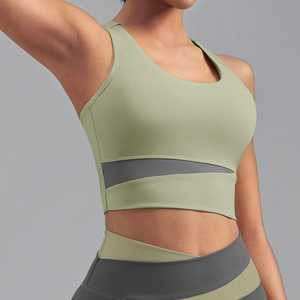 Womens Seamless <b>Racer</b> <b>Back</b> High Support Sports Bra Medium for Crop <b>Top</b> Quick Dry Spandex Wide Elastic Band Two-Tone - Product Image 6