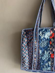 Sac fourre-tout matelassé patchwork en coton, sac à bandoulière grande capacité à ouverture supérieure pour le shopping, les voyages, l'usage quotidien, cadeau pour elle - Product Image 3