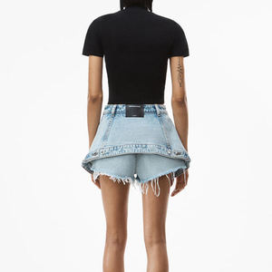 Minifalda Casual Azul Lavado de Alta Calidad OEM 2026 para Mujer, Falda Corta con Botones y Efecto Desgastado para Verano - Product Image 4