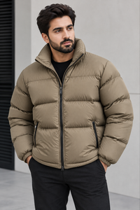 เสื้อแจ็คเก็ตบุฟองน้ำสำหรับผู้ชายเสื้อโค้ทผ้าบับเบิ้ลให้ความอบอุ่นสำหรับฤดูหนาวกำหนดโลโก้ได้เองสไตล์ลำลองถักไหมพรมย้อมสี - Product Image 6