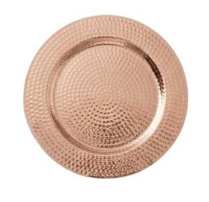 Assiette de présentation martelée plaquée cuivre pour mariage, service de dîner, traiteur, vaisselle, plateau de service alimentaire - Product Image 4
