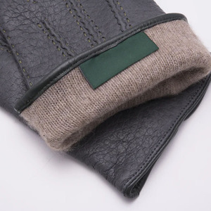 Womens Dark Gray Sheepskin Handmade Eco-Friendly <b>Gloves</b> Soft Smooth Finish Full-Finger Winter Outdoor Party Knit Lining Snap - Product Image 4