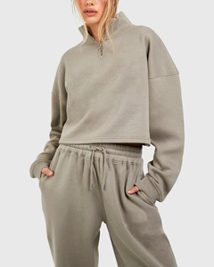 Conjunto Deportivo Casual de 2 Piezas para Mujer, Sudadera Oversize con Cuello Alto y Cremallera, Pantalones Deportivos Anchos con Logotipo Personalizado - Product Image 3