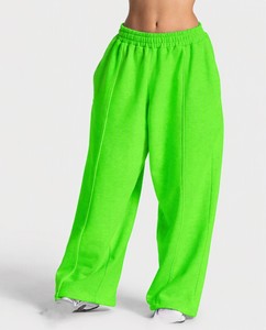 Custom Vibrant Red High Waist Wide Leg <b>Fleece</b> <b>Trousers</b> for Women Elastic Waist Casual Wholesale Pants for USA Buyers Bulk B2B - Product Image 5