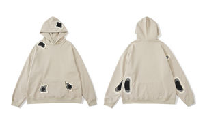 Sudaderas con capucha de diseño bordado en patchwork, 100% algodón, unisex, estilo hip hop, sudadera para hombre de alta calidad - Product Image 5