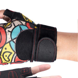 Colorful Half Finger Fitness <b>Gloves</b> PU Leather Weight Lifting Gym Training <b>Gloves</b> with Adjustable Wrist Strap - Product Image 2