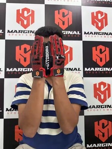 2026 New Arrival Custom Design Grip Full Finger <b>Hook</b> Loop Closure Adults Kids High Quality American Football Receiver Gloves - Product Image 2