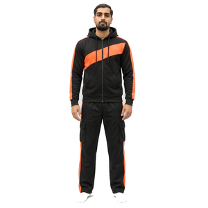 Survêtement streetwear pour homme, color block bordeaux et gris, à capuche, épais, manches longues, avec cordon de serrage, coupe décontractée - Product Image 6