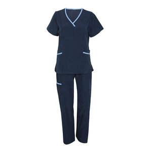 Tenues d'infirmières pour femmes, ensembles de blouses d'hôpital, col montant, manches courtes, tricot en coton et polyester, respirant, confortable - Product Image 6