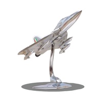 Avion de chasse de l'armée indienne en aluminium argenté avec support, décoration de bureau à domicile