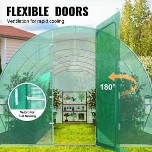 Serra a tunnel verde 27.4x9.5x7.4 piedi con telaio in acciaio zincato, serra per piante in PE verde, piccola serra a tunnel in PVC - Product Image 5