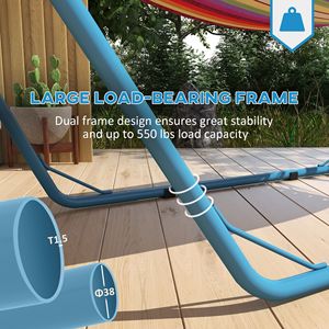 Base per Amaca Mobile Blu Cielo, Struttura in Acciaio Resistente, Adatta a Tutti i Climi, Regolabile e Supporta fino a 250 kg, Ideale per Hotel e Giardini - Product Image 4