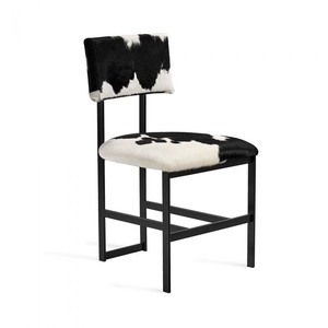 Modern Upholstered <b>Dining</b> <b>Chair</b> with Cowhide Pattern Metal Frame Contemporary Leather <b>Dining</b> <b>Chairs</b> - Product Image 2
