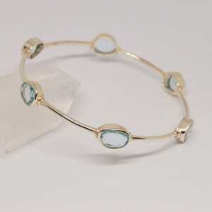 Blue Topaz Bangle <b>Bracelet</b> Sterling Silver December Birthstone Gemstone Jewelry For Women - Product Image 3