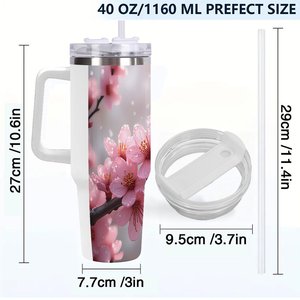 Vaso Térmico de Acero Inoxidable de 40 oz con Diseño de Flor de Cerezo para Uso en Exteriores - Product Image 4