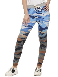 Pantalon de jogging décontracté en molleton extensible bleu uni pour homme avec cordon de serrage à la taille, poches latérales et maille respirante - Product Image 1