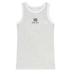 Débardeur côtelé en maille pour femme, blanc chiné, avec bordure contrastante blanche, en coton premium, sans manches, décontracté, respirant, idéal pour l'été - Product Image 1