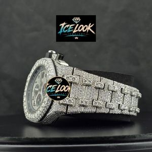 Reloj de Cuarzo con Aspecto de Hielo, Bisel de Cristal, Cronógrafo, Reloj de Pulsera con Pedrería, Joyería de Vestir - Product Image 4