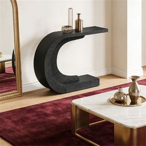 <b>C</b>-Shaped Corridor Console <b>Table</b> with Wave Inspired Design As Entrance Sofa or Living Room Side <b>Table</b> - Product Image 2