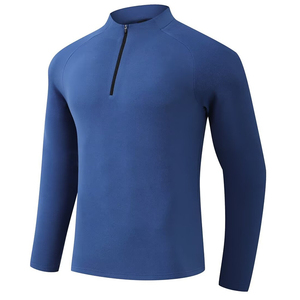 Camiseta Deportiva Personalizada OEM para Hombre con Cierre de Cremallera de un Cuarto |   Sudadera Deportiva Elástica de Manga Larga |   Ropa Deportiva para Golf, Gimnasio, Running y Fitness - Product Image 1