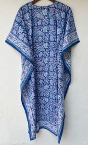 Robe longue maxi en coton fleuri indien, kaftan, vêtements de plage, vêtements de nuit, paréo pour femmes - Product Image 5