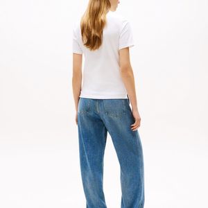 เสื้อยืดลำลองผู้หญิง คอโอ แขนสั้น สีพื้น ผ้าฝ้าย 100% ระบายอากาศได้ดี คุณภาพสูง รับทำโลโก้ OEM - Product Image 2