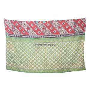 Kantha <b>Quilt</b> Sari Blanket <b>Throw</b> Indian Reversible Hand Stitched Heavy <b>Throw</b> Old Sari Blanket Patch Work Heavy 3 To 5 Layers - Product Image 3