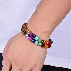 Pulsera de siete chakras natural con cuentas de múltiples piedras preciosas para Reiki, meditación, sanación energética, joyería al por mayor, 8 mm - Product Image 4