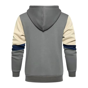Sudadera con Capucha y Cremallera para Hombre, Cortavientos, Estilo Hip Hop, 220g, Color Gris Sólido, Beige, Azul Marino, Algodón French Terry, Ropa Casual de Otoño - Product Image 4