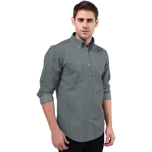 Wholesale Custom Logo Cotton Denim Long Sleeve <b>Patchwork</b> Casual <b>Shirts</b> for Men Sizes Plus 6XL Anti-Wrinkle Breathable Features - Product Image 4