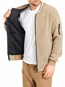 Custom <b>Men's</b> <b>Lightweight</b> Varsity Bomber <b>Jacket</b> Stand Collar Zip Up Washed Woven Breathable Casual Streetwear <b>Jacket</b> OEM Service - Product Image 5