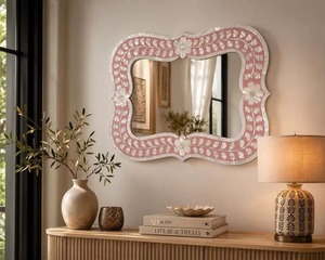 Miroir mural en bois de qualité supérieure avec cadre décoratif pour salon, chambre, entrée, salle de bain et maison, disponible à bon prix - Product Image 2