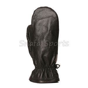 Mitaines en cuir uni personnalisables pour hommes, pour l'hiver, le froid, les activités de plein air, couleur noire - Product Image 2