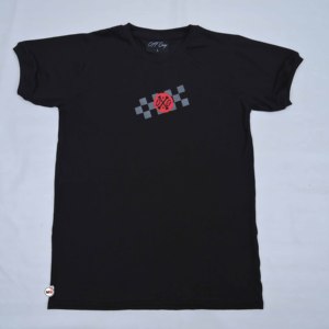 T-shirt en jersey de coton noir personnalisé avec motif géométrique imprimé, col rond, coupe classique, manches courtes, style décontracté - Product Image 5