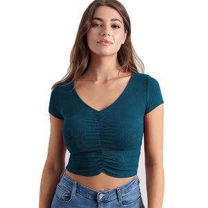 เสื้อครอปเอวลอยของผู้หญิง,เสื้อครอปแฟนซีออกแบบลายโลโก้ทำตามสั่งเซ็กซี่ - Product Image 1