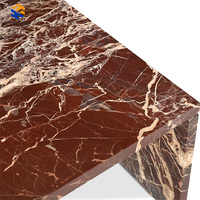 Table personnalisable, design moderne pour salon, meubles sculptés à la main, matériau naturel, tables basses en marbre brun rougeâtre