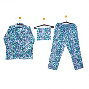 ชุดนอนแขนยาวผ้าคอตตอนใส่นอนสำหรับผู้หญิงชุดนอนลำลองลายดอกไม้สำหรับใส่ในบ้านฤดูใบไม้ร่วง - Product Image 1