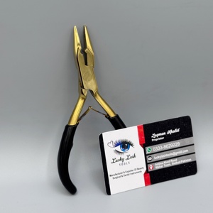 Herramientas para Extensiones de Cabello Lucky Lash, Alicates Comerciales de Acero Inoxidable con Acabado Dorado y Mango Negro, Herramienta para Instalar Anillos Micro - Product Image 1