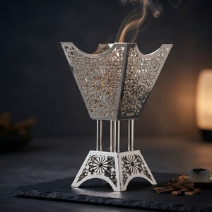 Luxury Brass <b>Bakhoor</b> Burner Metal Gold Mubkhar With Wooden Ring Traditional Middle East Arabic <b>Oud</b> Incense Censer Ramadan Gift - Product Image 6