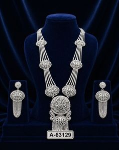 22K Gold Plated Women's Bridal Jewelry Set with Long Necklace Earring Set Zircon Trendy Engagement/Wedding/Party/<b>Gift</b> A-63121 - Product Image 2