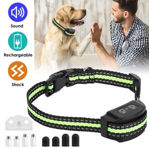 Collier anti-aboiement pour chien rechargeable et étanche IP67 avec 7 niveaux de sensibilité réglables, fonction de choc électrique et de bip sonore - Product Image 1