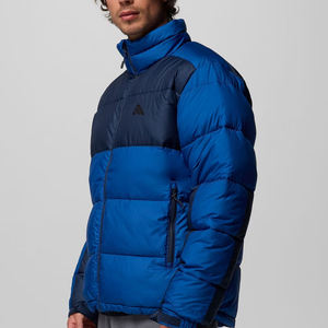 Veste matelassée pour homme de qualité supérieure, couleur bleue, coupe-vent, col montant, fermeture éclair, décontractée, hiver, épaisse, 100% polyester, coupe régulière - Product Image 4