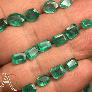 Esmeralda natural ovalada octogonal en forma de pera, de la mina de Zambia, facetada, para la elaboración de joyas, piedra preciosa suelta certificada, lote mixto. - Product Image 2