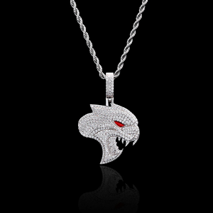 Collar con Colgante de Pantera de Plata 925 con Moissanita y Ojo Rojo, Estilo Hiphop, Temática Animal, para Hombre - Product Image 2