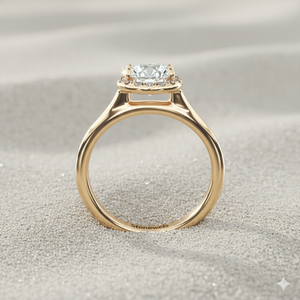 Bague de fiançailles Pav Diamond Halo en or avec certification et sertissage à griffes - Product Image 3