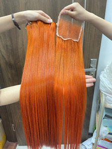 [Top tendance] Perruques en cheveux humains lisses couleur orange brûlé 10-14 pouces Perruques bob SDD Dentelle HD ultra-fine invisible à porter - Product Image 5
