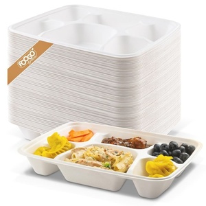 Assiettes jetables à 6 compartiments en bagasse pour pique-niques, camping et événements culinaires en plein air, idéales pour la livraison de repas en restaurant 2026 - Product Image 5